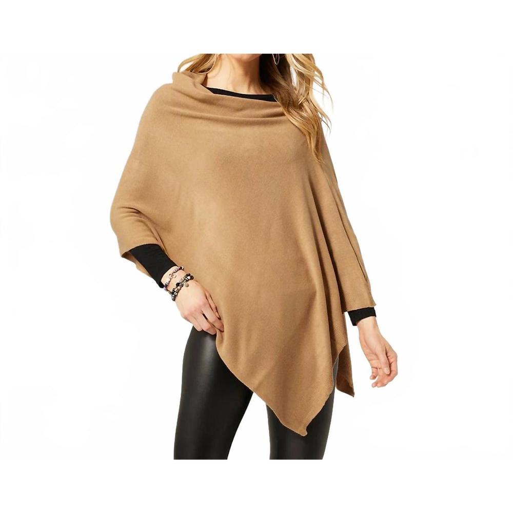 NEW COCO + CARMEN asymmetrical lightweight poncho in taupe